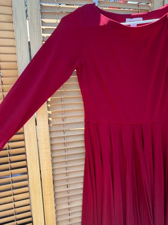 Coldwater Creek Long Sleeve Wine Red Fit & Flare Dress - Picture 3 of 6